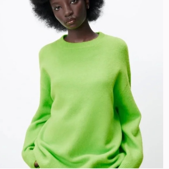 Zara | Sweaters | Zara Oversized Sweater In Neon Green Sz L Excellent  Preowned Condition | Poshmark